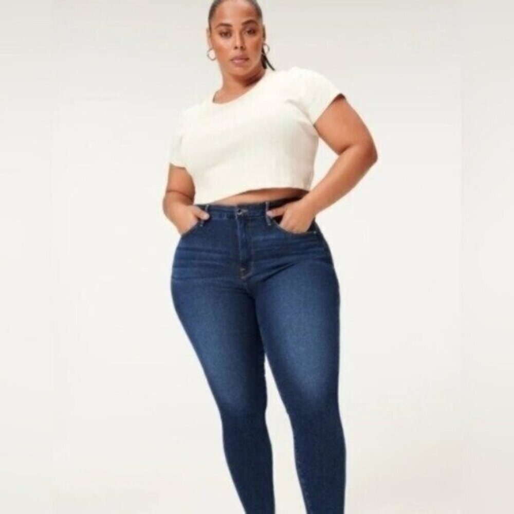 NEW Good American Good Legs LONG Inseam Jeans Skinny Dark Wash Plus Size 30